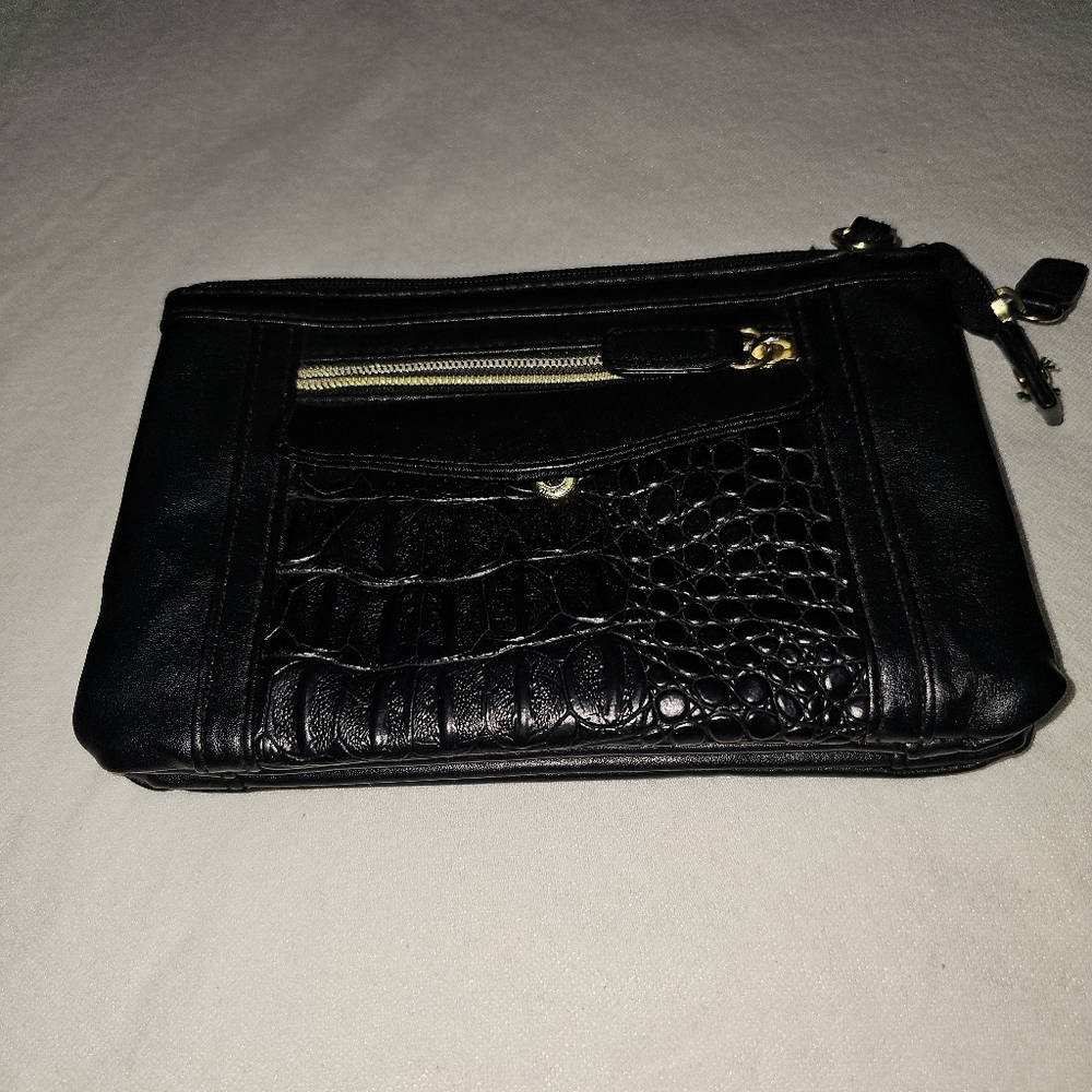 Leather Multipockets 3 Divider Long wallet